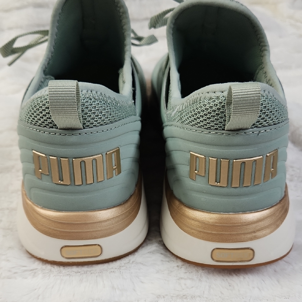 Puma Women's Sage Green & Gold Sneakers, Size 8.5, Like New - Picture 2 of 7